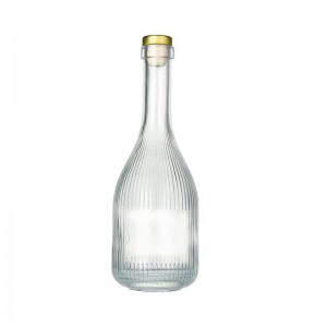 New Design Long Neck Striped Clear Glass Whiskey Beverage Bottle