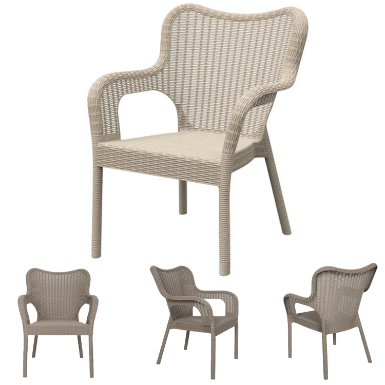 Factory Wholesale Restaurant Cafe Patio Garden Arm Chair Plastic Stackable Dining Armchair