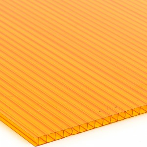 Customized Orange Honey Color Twinwall Multiwall Polycarbonate Roofing Sheet for Building Material
