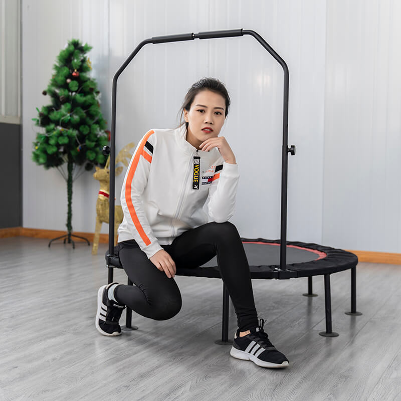 Trampoline with adjustable handle bar