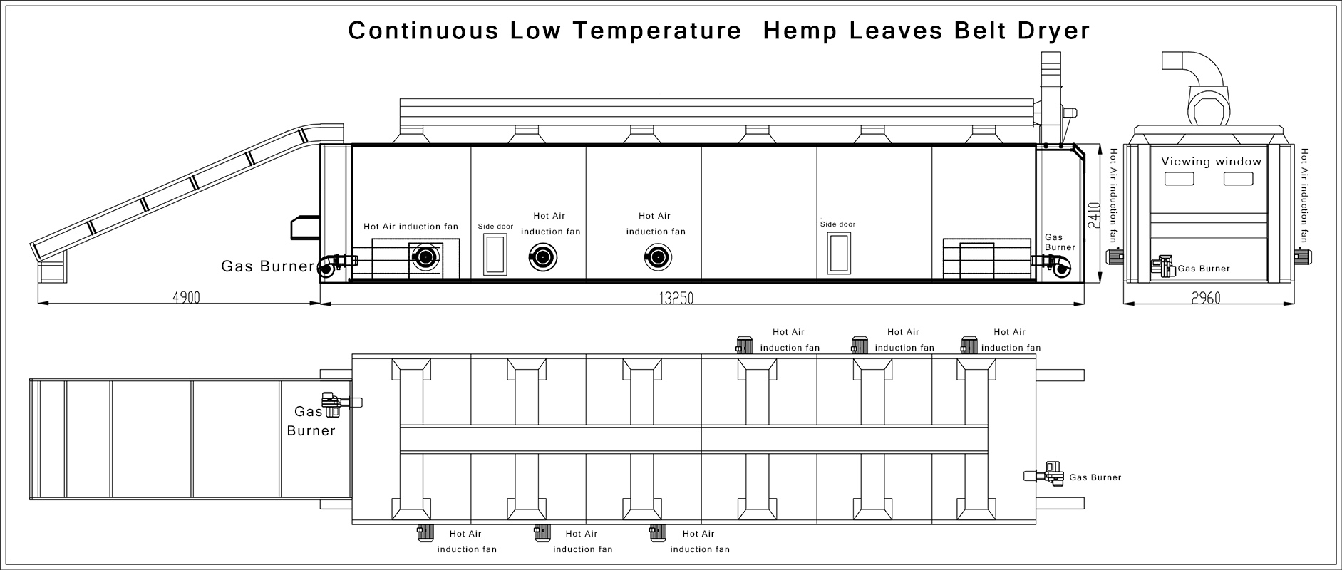 Continous Low Temperature Hemp Leaves Belt Dryer