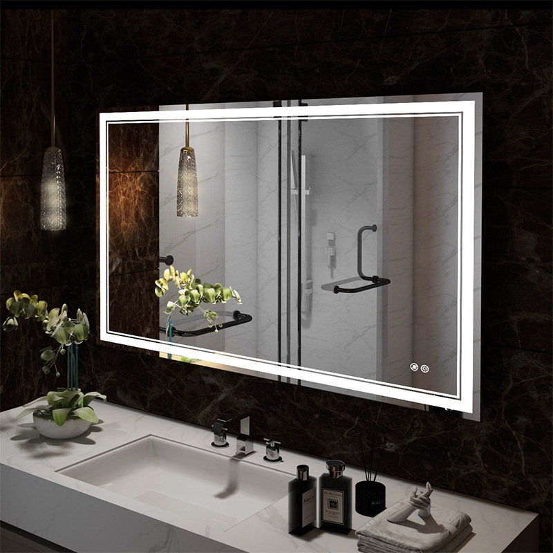 Home LED Lighted Rectangle Bathroom Mirror,Modern Wall Mirror Wall Mounted Makeup Vanity Mirror