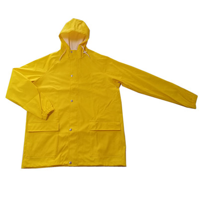 Customized colorful soft 100% waterproof Polyurethane rain jacket with pocket USD11.9-14 Featured Image