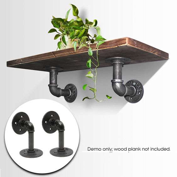 90 degree elbow shelf bracket Pipe Industrial Rustic Wall Mount Shelf pipe fittings