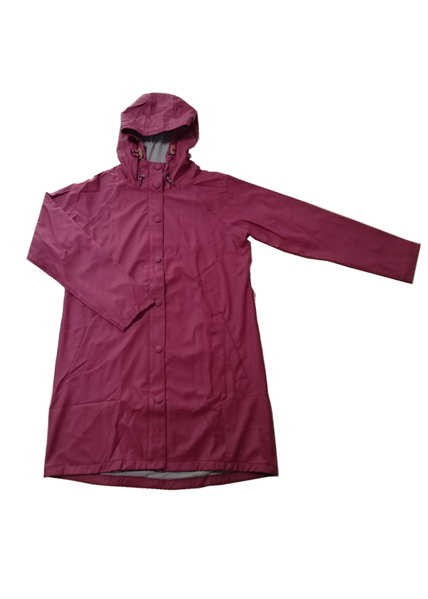 Fashionable soft shell PU waterproof long style waterproof jacket