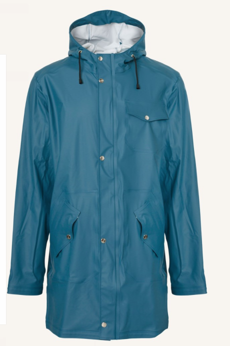 100% waterproof soft PU long style rain jacket with zipper and hoodie