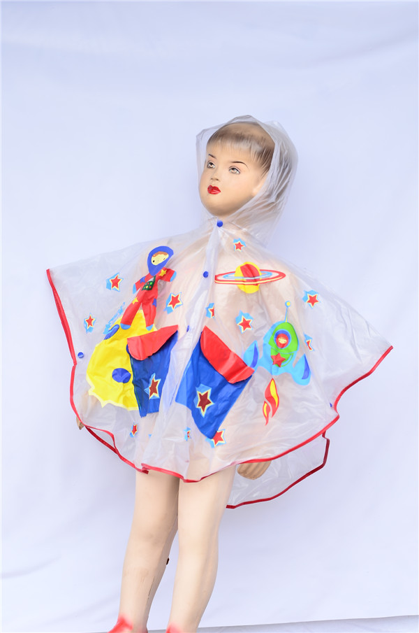 Transparent color cute waterproof PVC rain poncho for kids form China