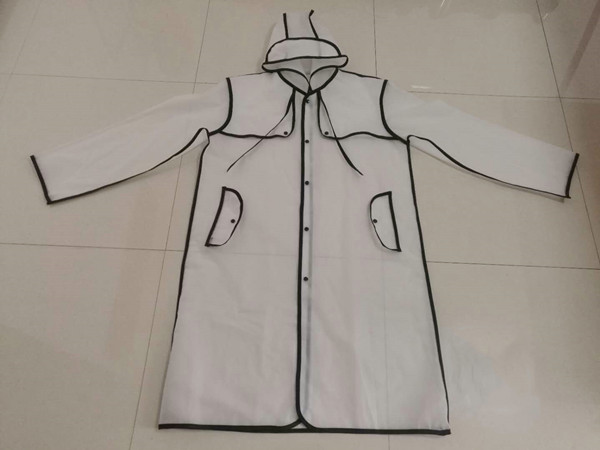 Factory directly sale semi-transparent high quality EVA raincoat with piping