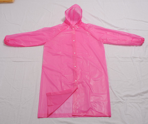 Environmentally friendly material EVA raincoat with drawstring and elastic cuff