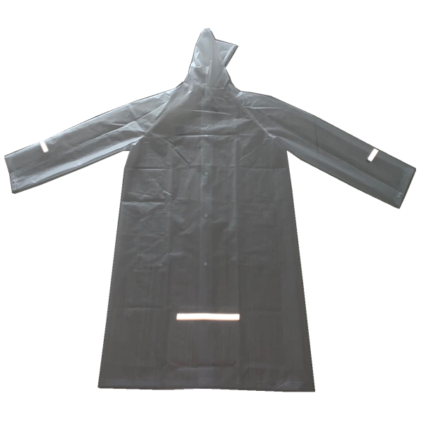 Transparent EVA raincoat with reflective printing for adults