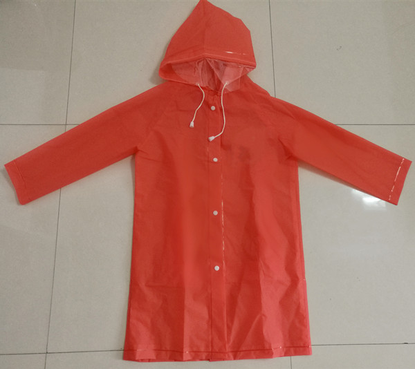 Durable orange color EVA raincoat for children