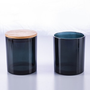 Empty glass candle jars with wooden lids wholesale