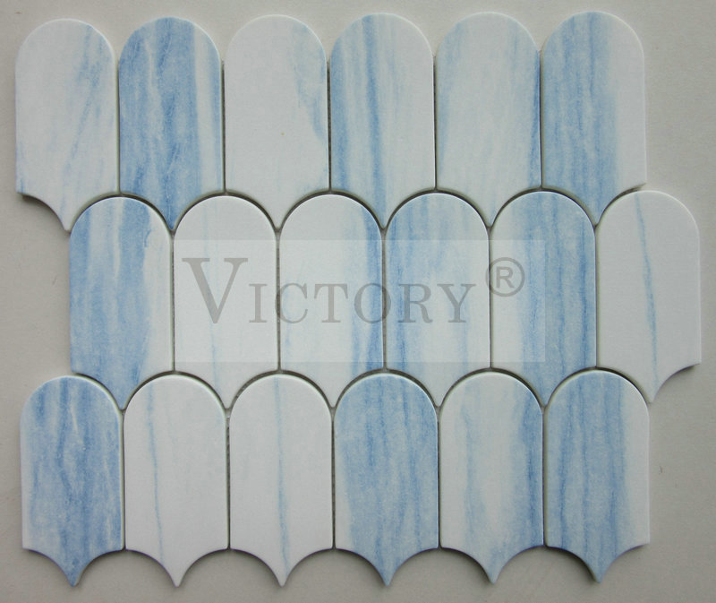 Marble Look Recycle Glass Mosaic Piano Key Shape Stone Mosaic Recyled Glass Mosaic for Interior China Factory Glass Mosaic Marble Stone Recycled Glass Mosaic Tile for Kitchen Backsplash