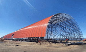 Arched cement yard space frame structure