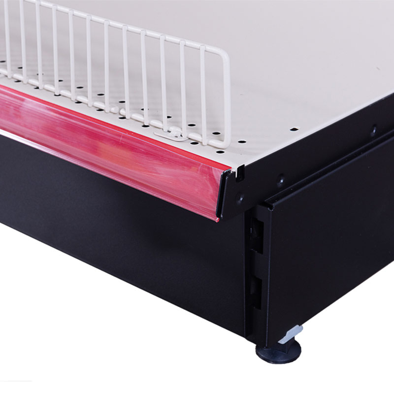 Double sided perforated back panel shelf