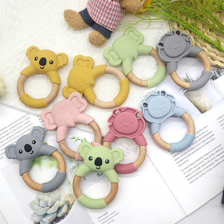 Silicone And Wood Teether Ring Custom OEM l