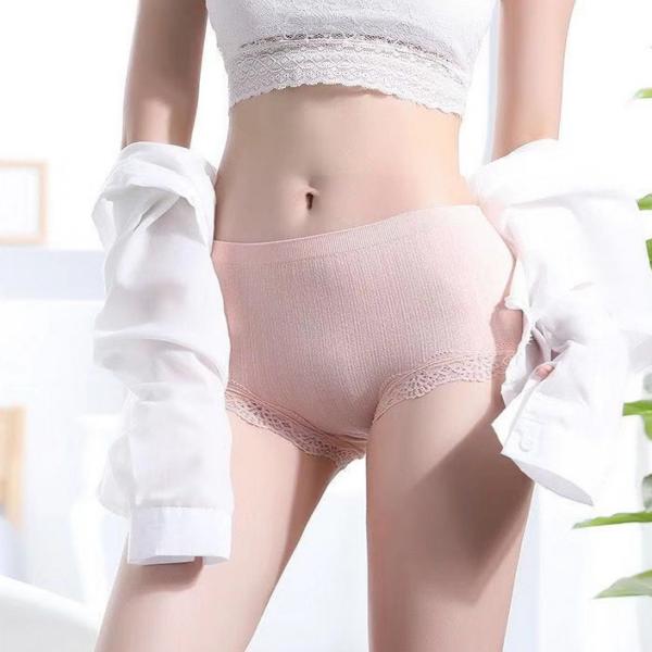 Seamless underwear women’s modal lace sexy mid-waist seamless breathable cotton file large size ladies briefs