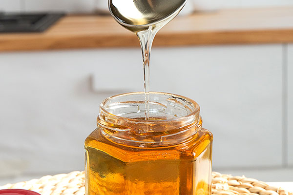 hexagon glass honey jar