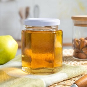 280ml Clear Hexagon Glass Jars for Honey Favors