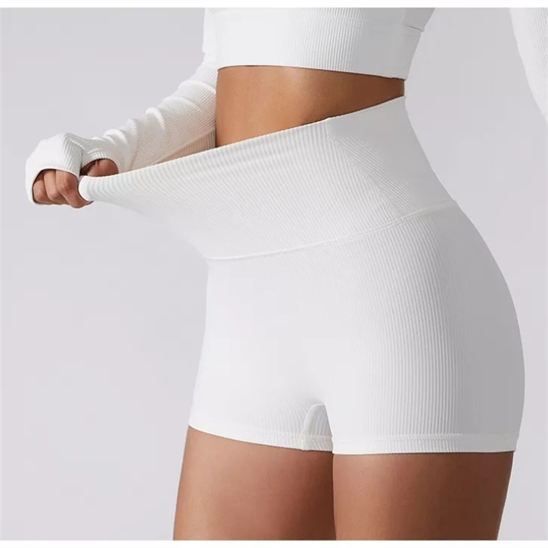 cycling sports fitness ribbed biker shorts seamless  yoga pants women high waist seamless shorts