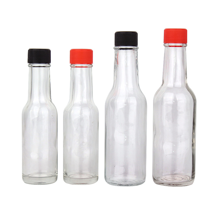 Factory supplier clear 3oz 5oz 8oz clear Hot Sauce glass Bottles woozy Bottle Glass Chili Bottle