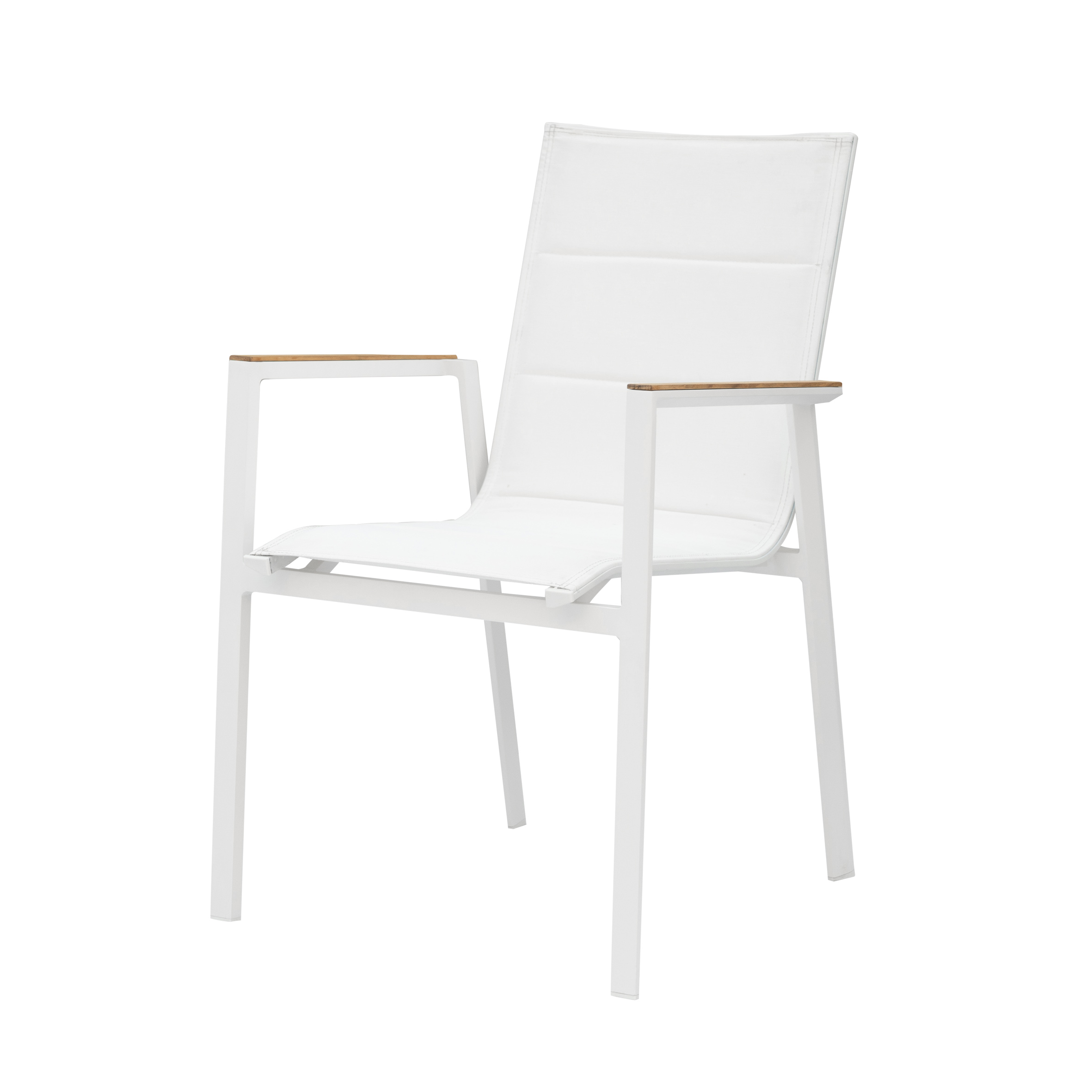 Luca textile dining chair (Teak armrest)