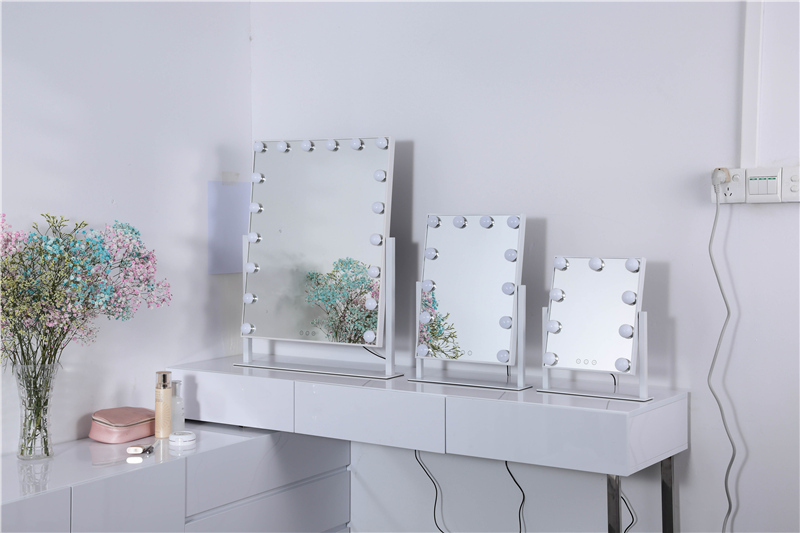 Modern Rectangle Hollywood Mirror Vanity Makeup Mirror For Table Desk Bedroom Use