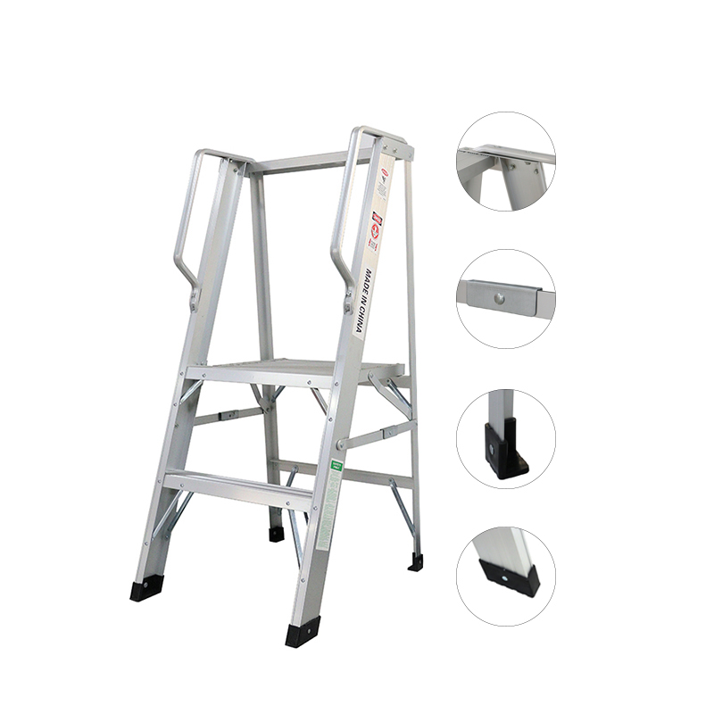 AL102 Aluminum shelf platform step ladder aluminum folding stairs