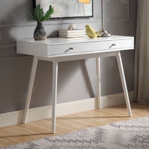 Small White Desk with Drawers for Home Office,Compact Computer Desk Study Reading Table for Small Space 503118