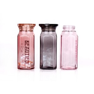 Custom high quality 360ml square popular glass water bottle