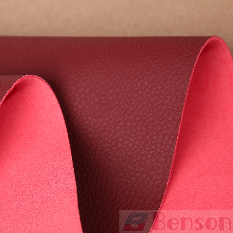 Durable Faux Red Microfiber PU Leather for Auto Upholstery