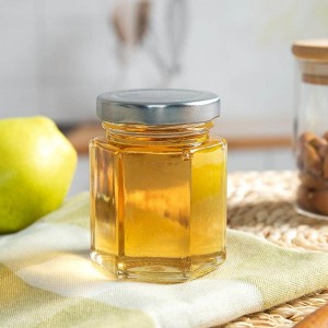 Airtight 100ml Small Glass Hexagonal Jar for Honey Storing