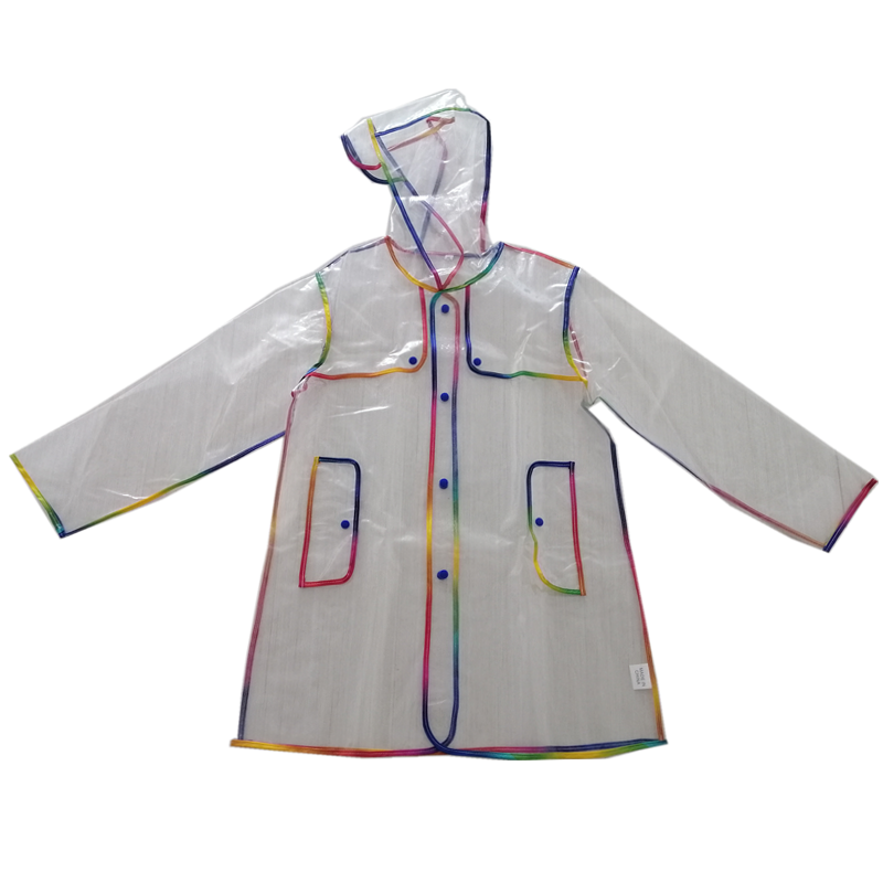 Transparent EVA material with piping colorful raincoat for children